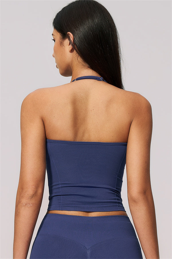 Conjunto de 2 piezas Velvetine: top de tirantes y leggings acampanados