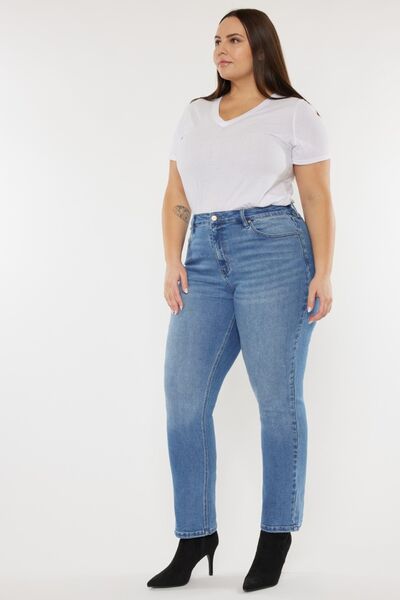 Jeans Kancan de tallas grandes, cintura alta y efecto bigotes de gato