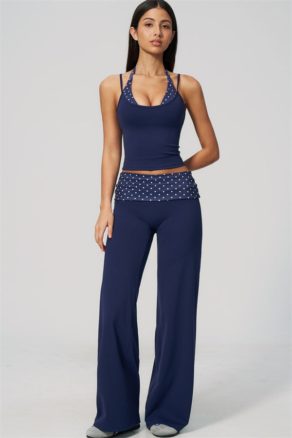 Enliven 2-delige set: mouwloze top met halternek en broek met rechte pijpen
