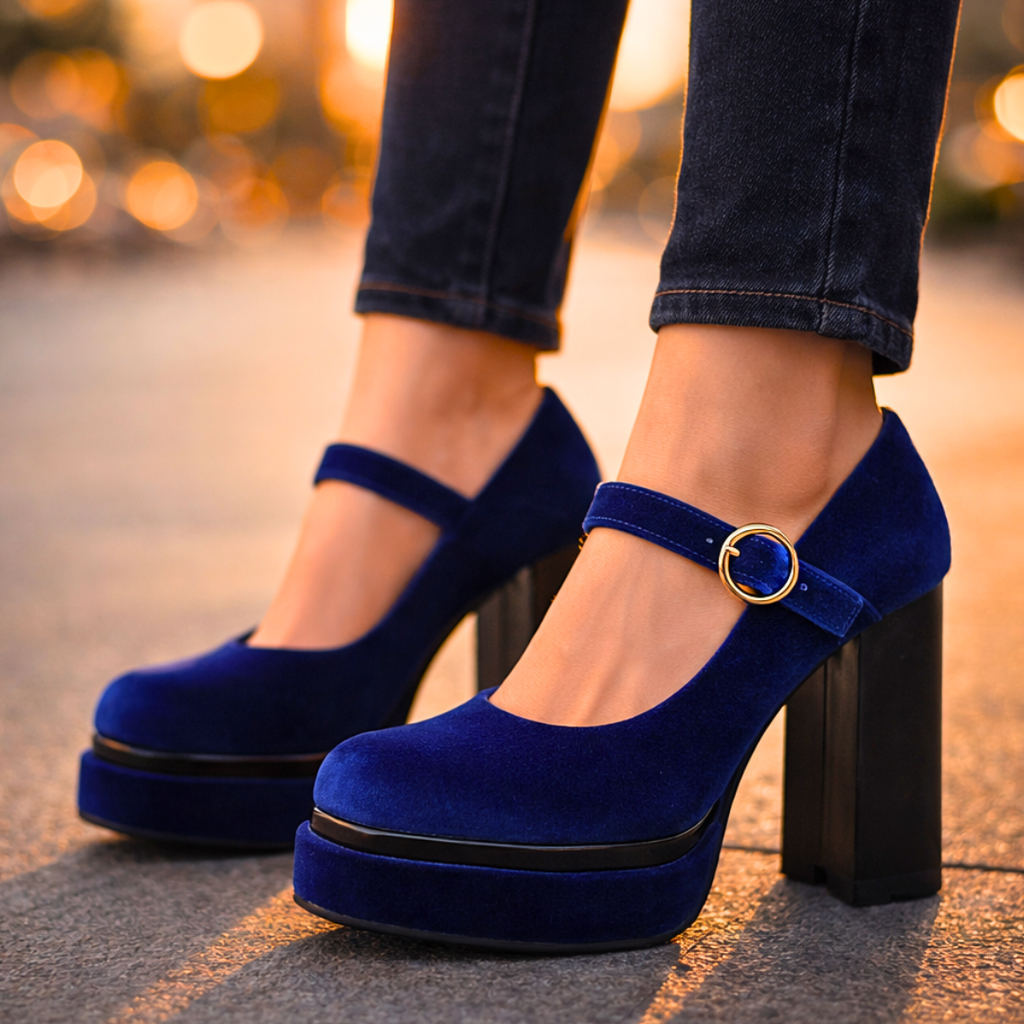 Zapatos de tacón con plataforma de terciopelo Seraphina