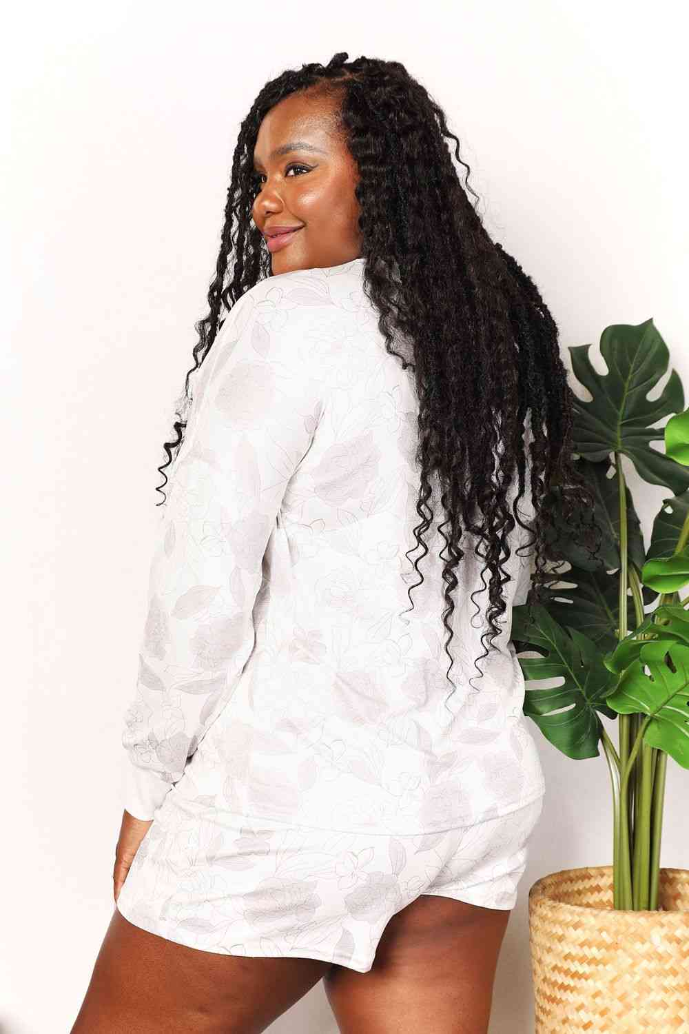 Double Take Floral Long Sleeve Top and Shorts Loungewear Set  Shop One Place