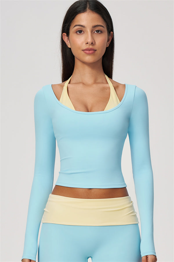 Conjunto de 2 piezas Cascade: camiseta de manga larga y pantalones de pierna recta con bloques de color