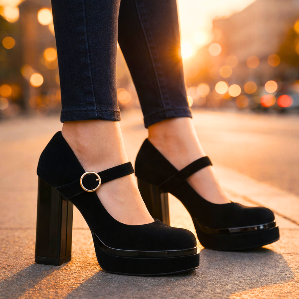 Zapatos de tacón con plataforma de terciopelo Seraphina