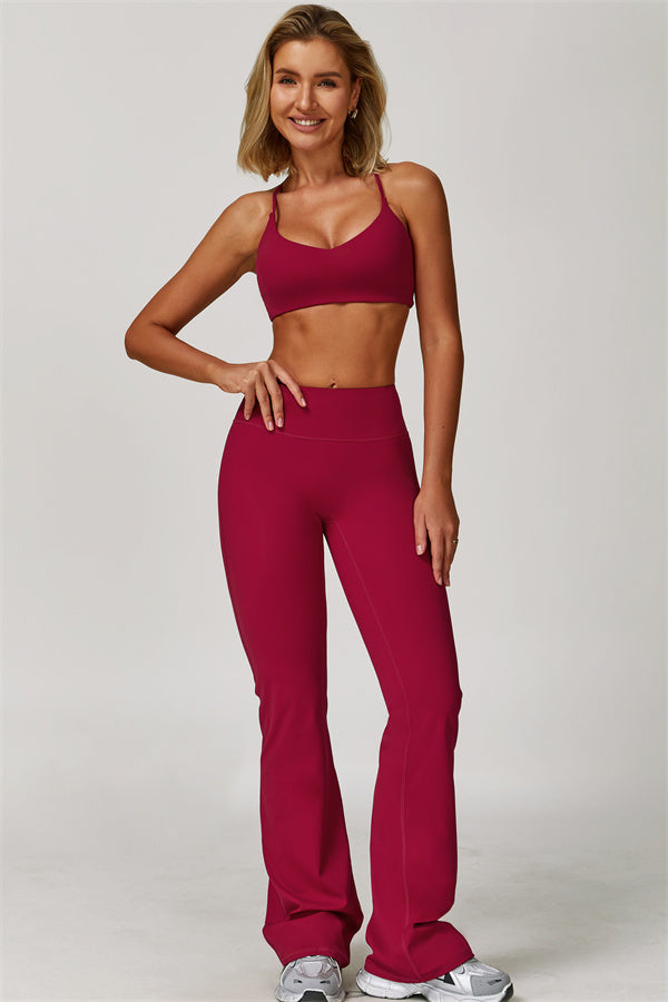 Conjunto Refresh de 2 piezas: sujetador deportivo y leggings acampanados