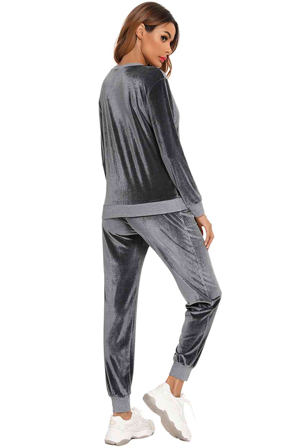 Round Neck Long Sleeve Loungewear Set with Pockets  Shop One Place