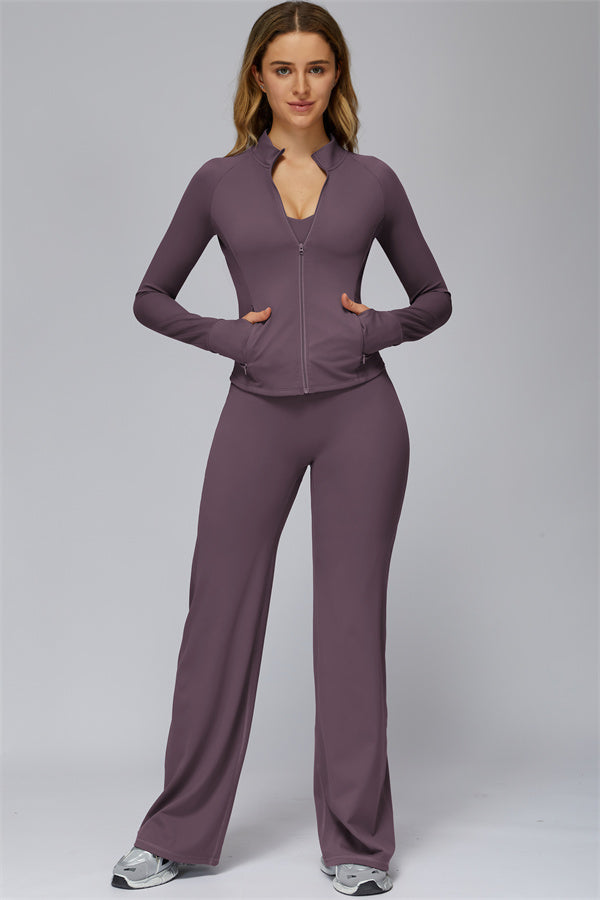 Conjunto de 2 piezas FlexCore Pure: chaqueta con cremallera y leggings acampanados