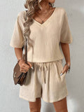 V-Neck Half Sleeve Top and Shorts Set  Shop One Place