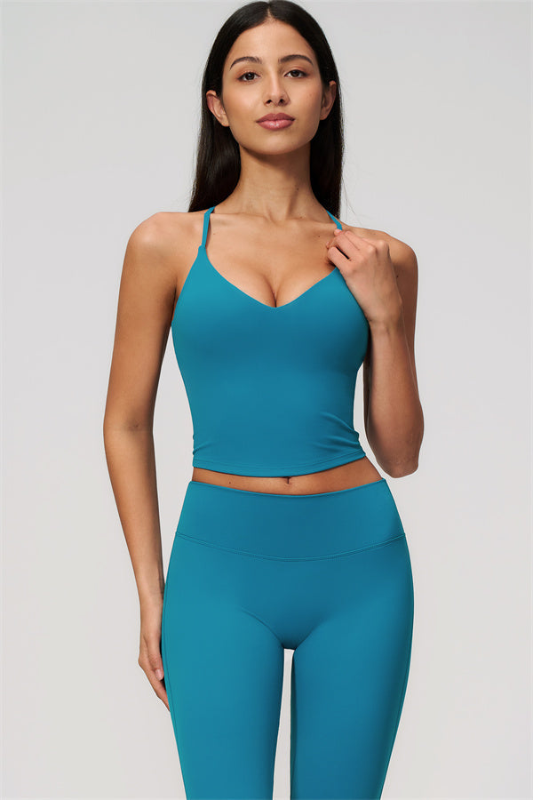 Conjunto de 2 piezas Zura con camiseta de tirantes y leggings acampanados