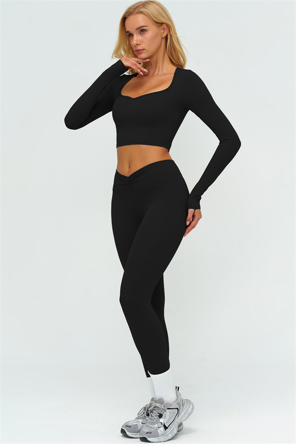 Lushness 2-delige set: cropped top met lange mouwen en leggings
