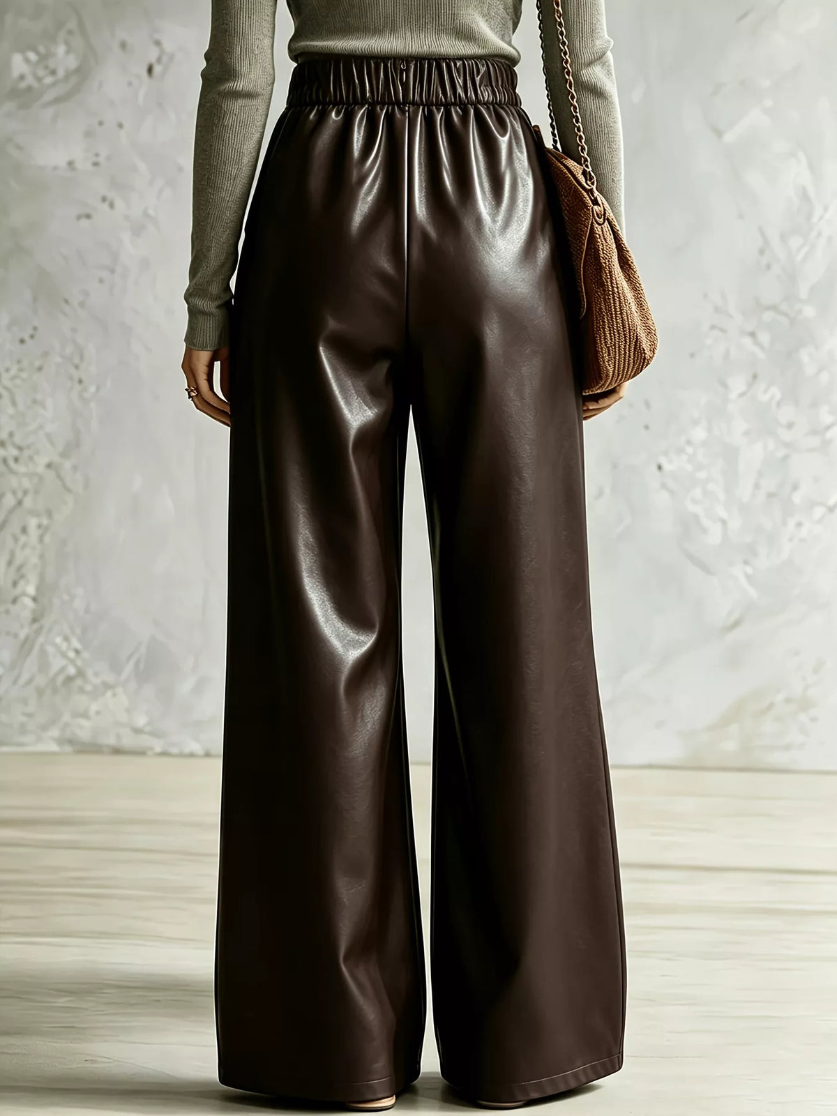 Pantalones de pierna ancha para mujer con detalle cruzado: pantalones fluidos de largo completo, S–XXL