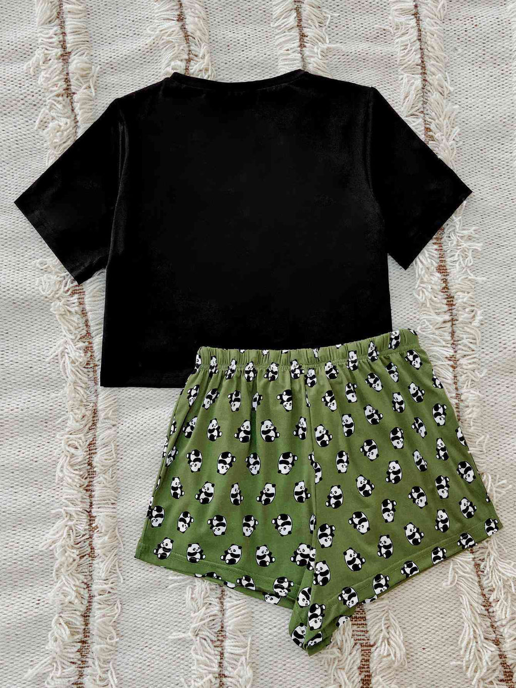 Graphic Tee and Panda Print Shorts Lounge Set  Shop One Place