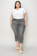 Capris Judy Blue de talla completa, tiro alto, con bragueta de botones y dobladillo vuelto