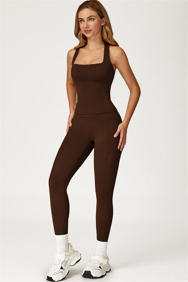 Conjunto de 2 piezas Glacier con top corto de tirantes y leggings