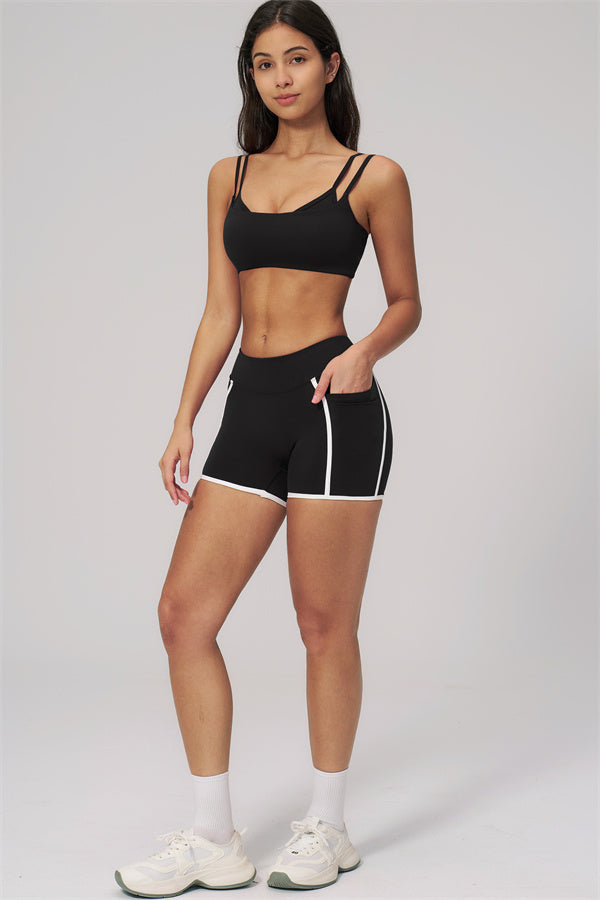 Conjunto de 2 piezas Clarity con sujetador deportivo de tirantes dobles y shorts