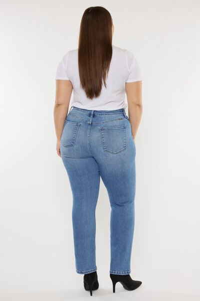 Jeans Kancan de tallas grandes, cintura alta y efecto bigotes de gato