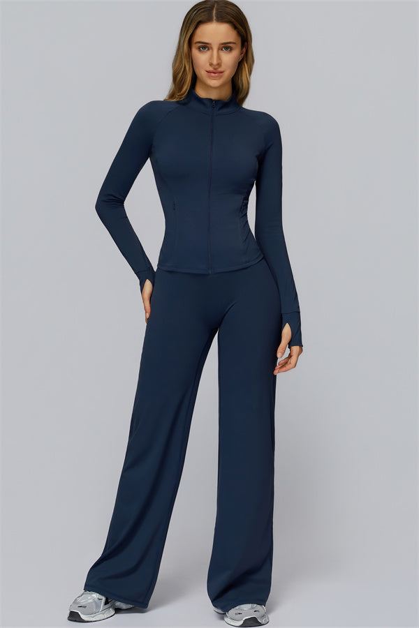 Conjunto de 2 piezas FlexCore Pure: chaqueta con cremallera y leggings acampanados