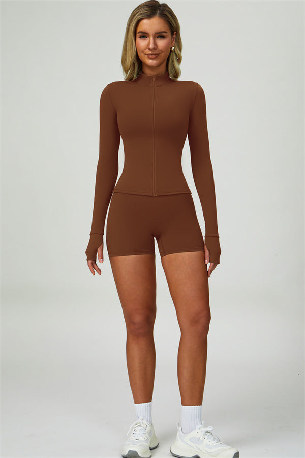 Conjunto de 3 piezas Elixir: chaqueta, sujetador deportivo y shorts