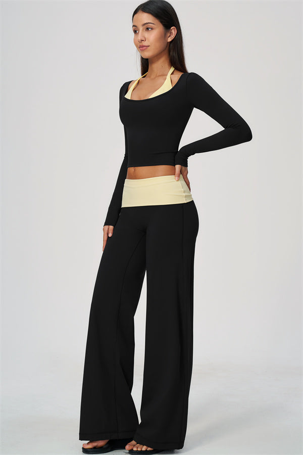 Conjunto de 2 piezas Cascade: camiseta de manga larga y pantalones de pierna recta con bloques de color