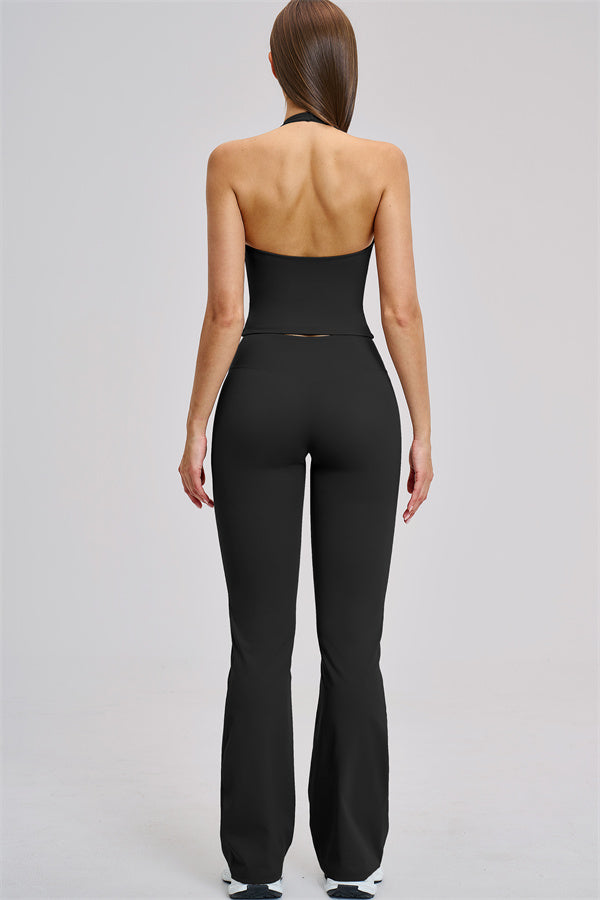 Conjunto de 2 piezas Zestful: top de tirantes y leggings acampanados