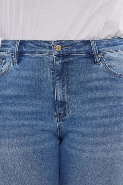 Jeans Kancan de tallas grandes, cintura alta y efecto bigotes de gato