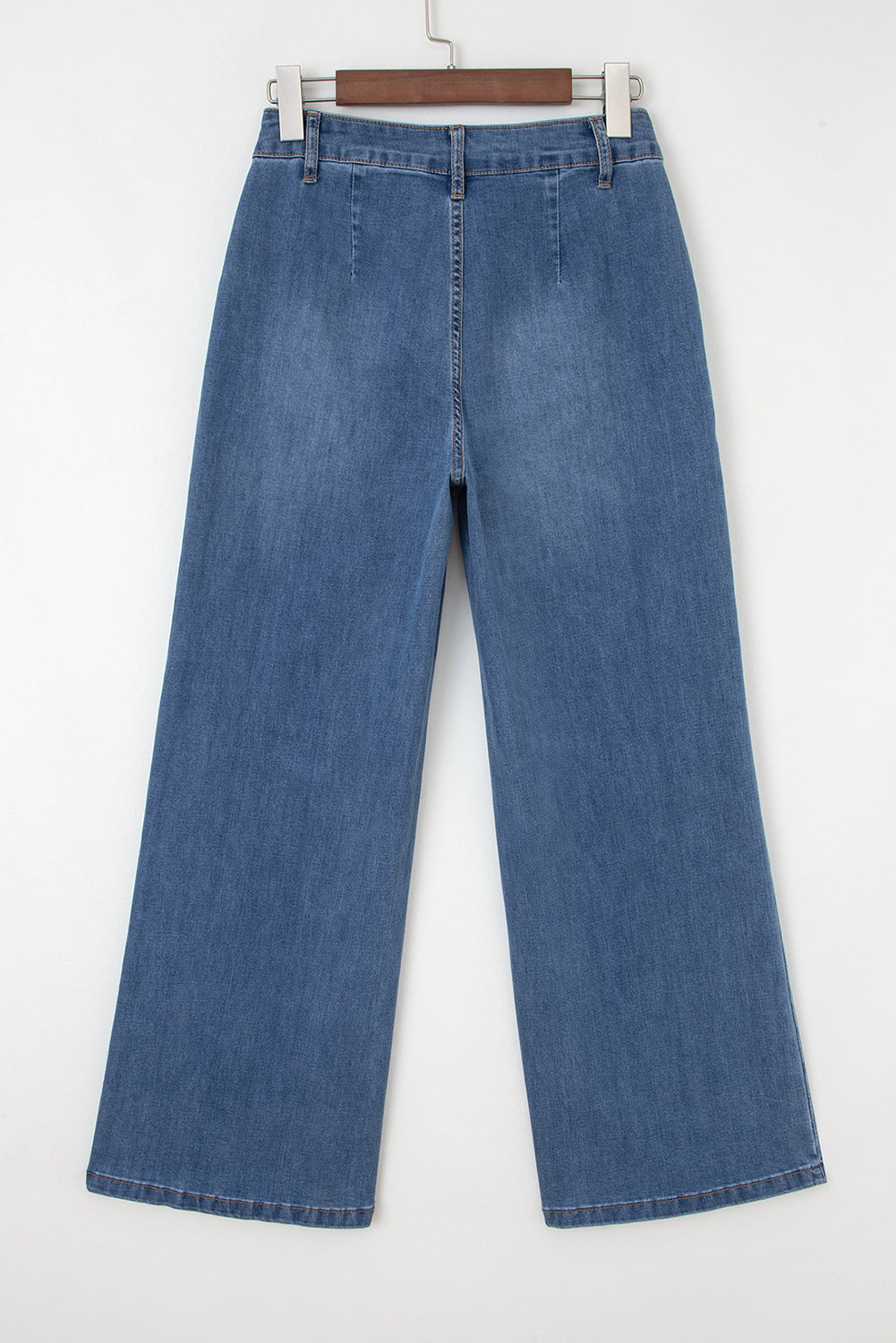 Jeans Ashleigh azules multicolor de cintura alta y pierna ancha con múltiples botones