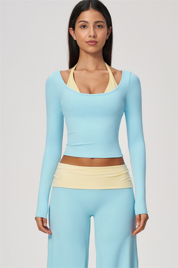 Conjunto de 2 piezas Cascade: camiseta de manga larga y pantalones de pierna recta con bloques de color