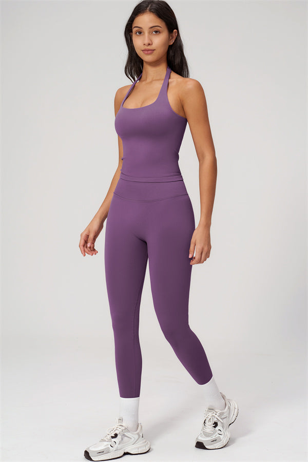 Conjunto Empower de 2 piezas: top corto halter y leggings