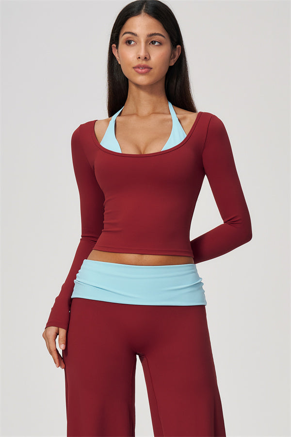 Conjunto de 2 piezas Cascade: camiseta de manga larga y pantalones de pierna recta con bloques de color