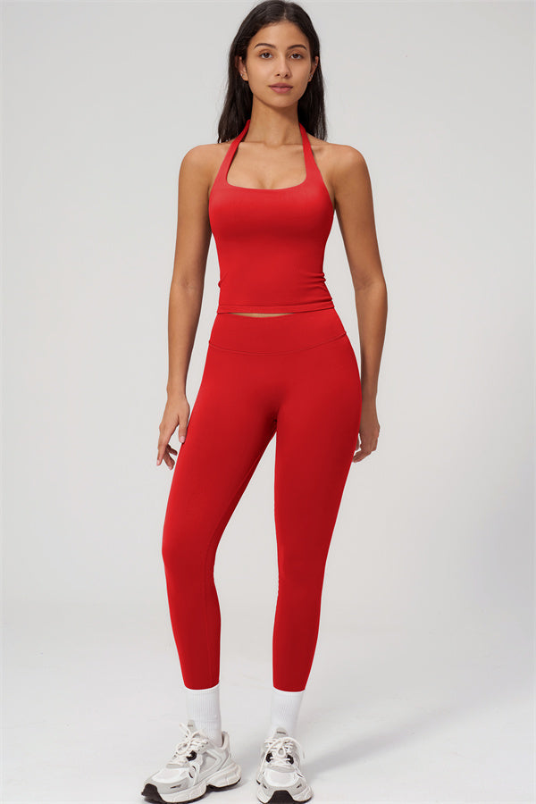 Conjunto Empower de 2 piezas: top corto halter y leggings