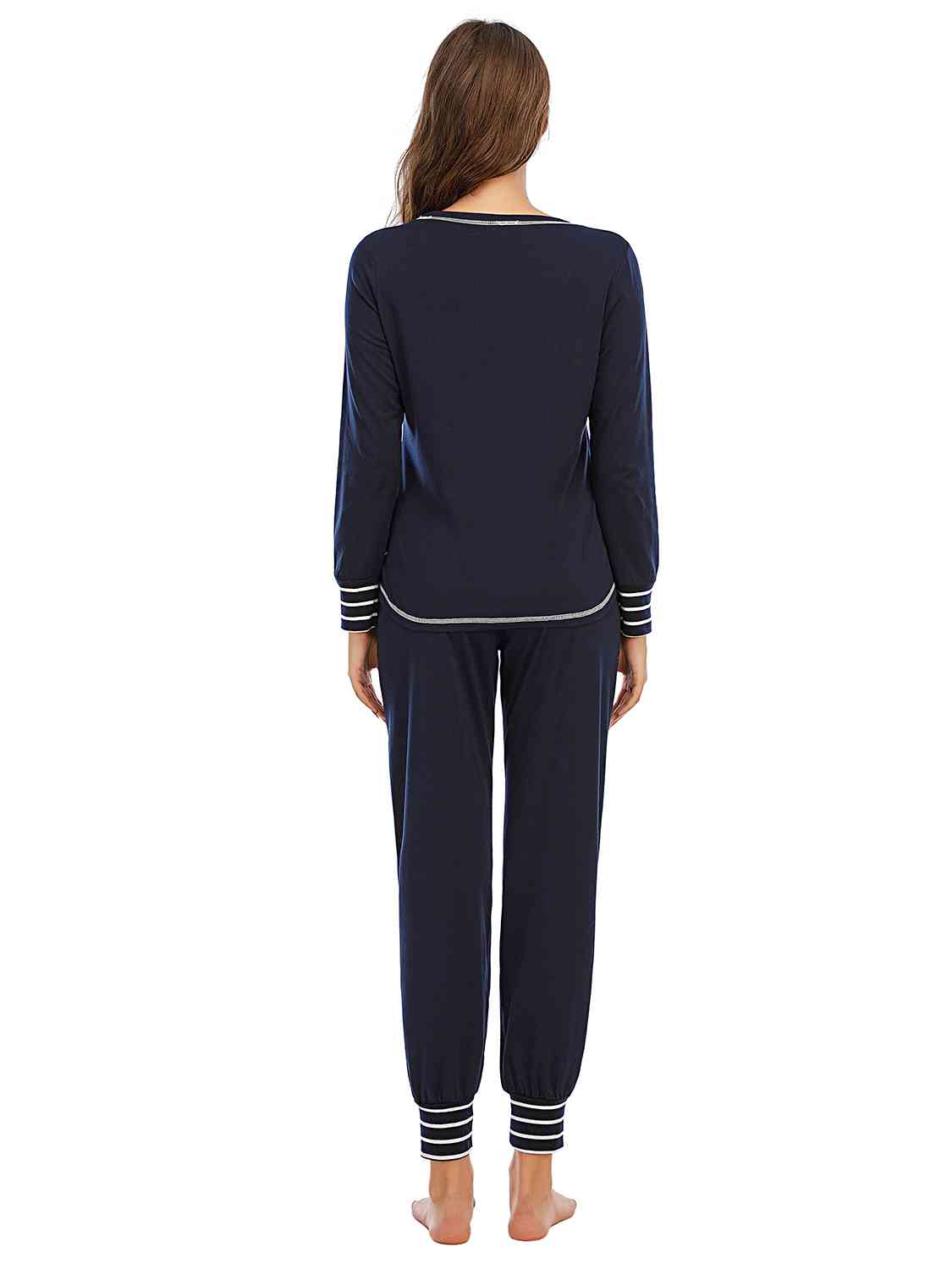 Round Neck Top and Pants Lounge Set  Shop One Place