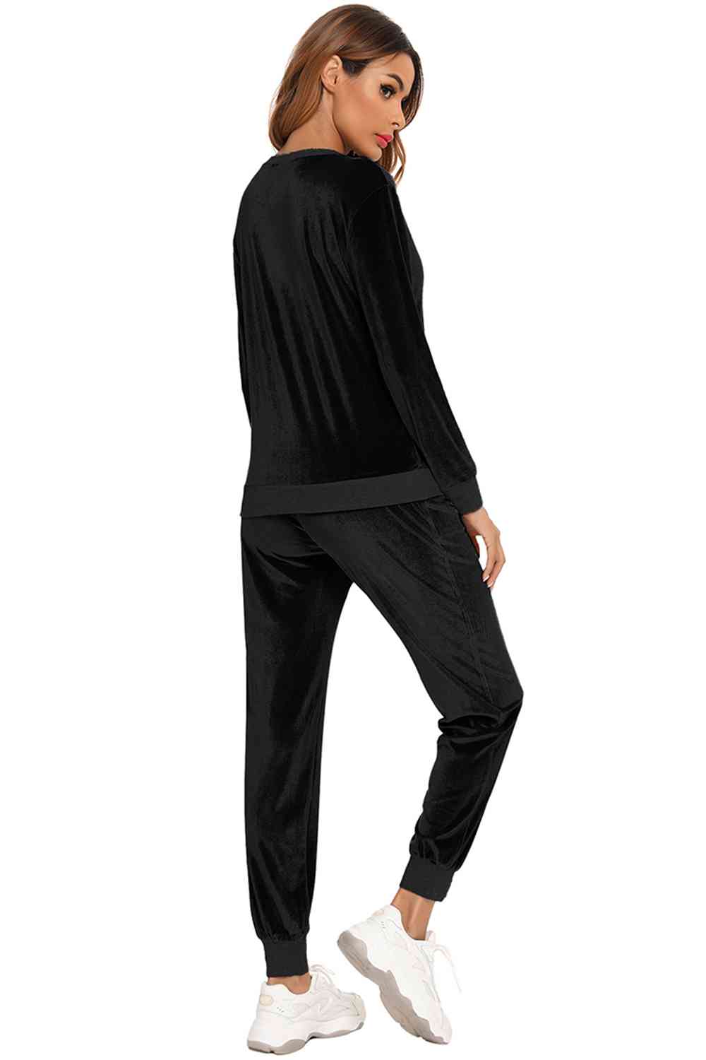 Round Neck Long Sleeve Loungewear Set with Pockets  Shop One Place