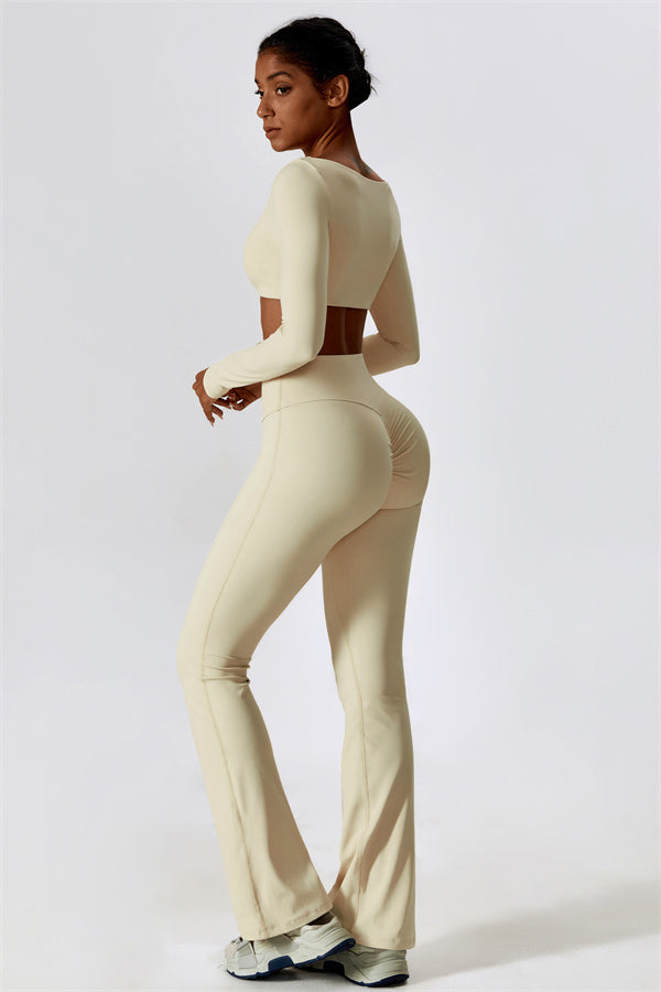 Conjunto de 2 piezas Lily Belle: top corto y leggings acampanados