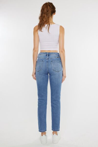 Jeans Kancan de tallas grandes, cintura alta y efecto bigotes de gato