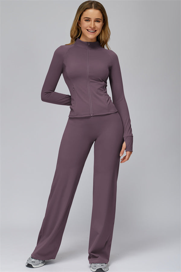 Conjunto de 2 piezas FlexCore Pure: chaqueta con cremallera y leggings acampanados