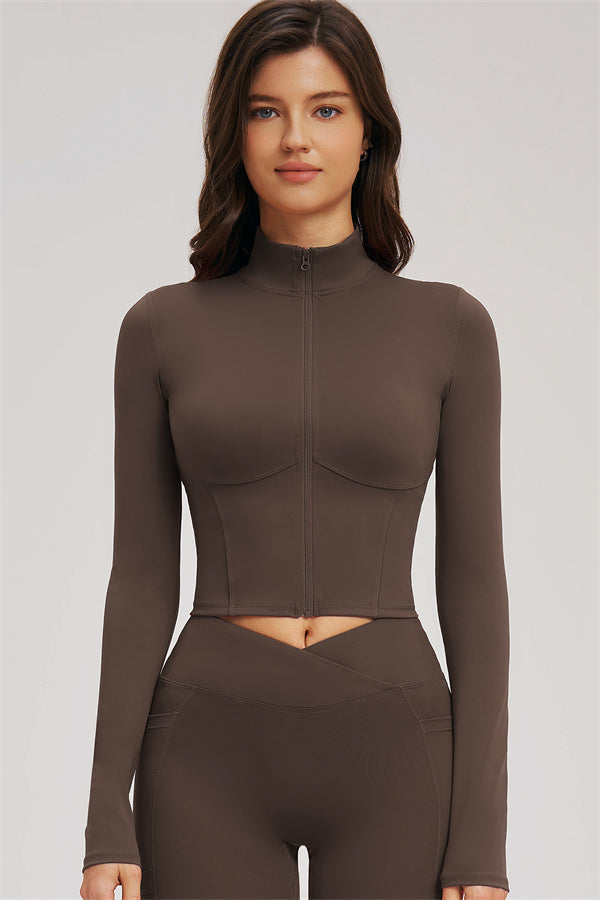 Ensemble 3 pièces Sizzle : veste zippée, brassière de sport et leggings évasés