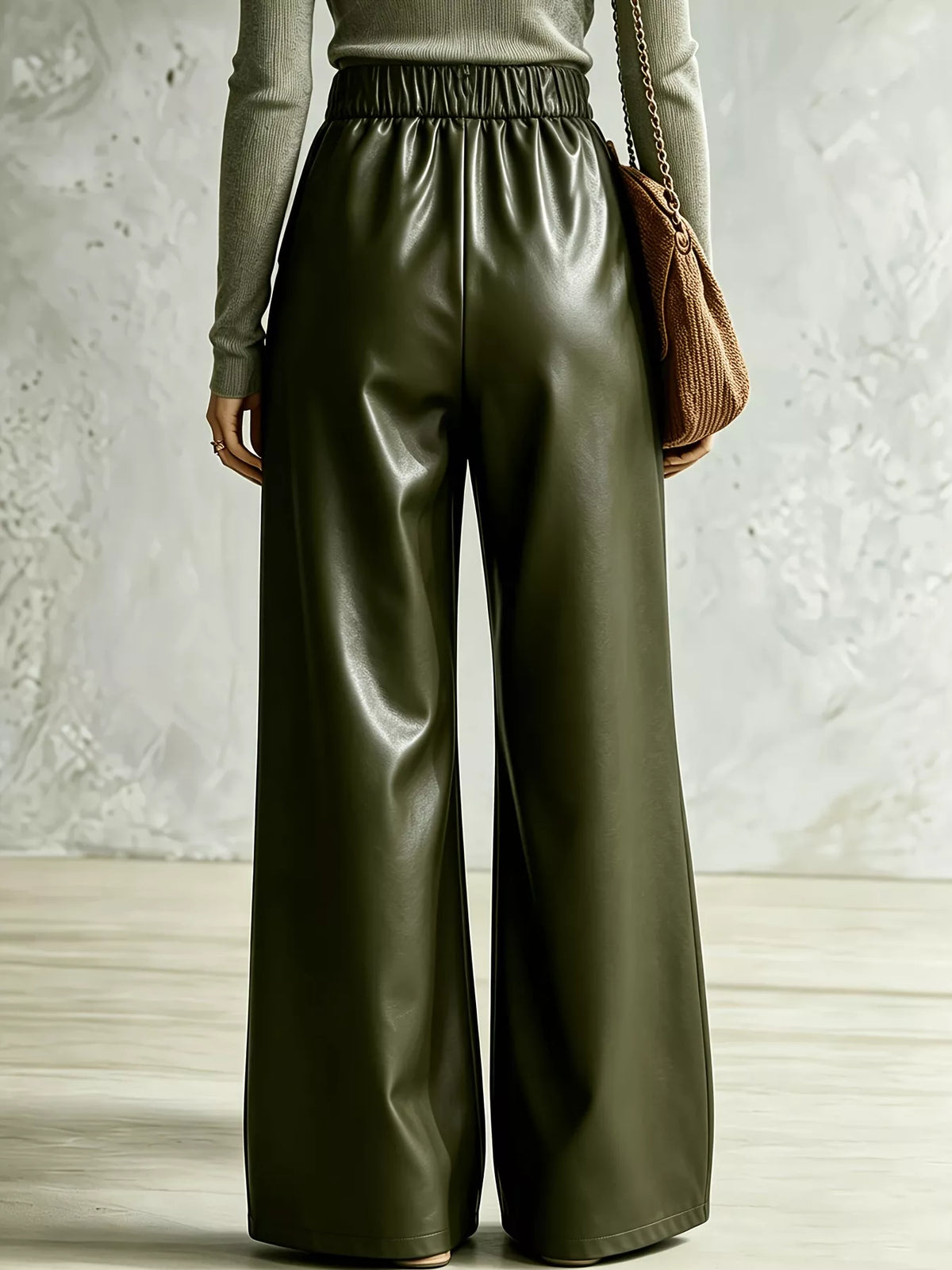 Pantalones de pierna ancha para mujer con detalle cruzado: pantalones fluidos de largo completo, S–XXL
