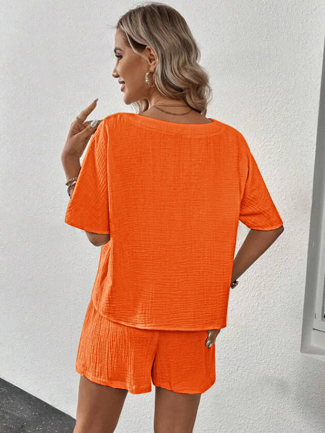 V-Neck Half Sleeve Top and Shorts Set  Shop One Place