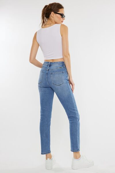 Jeans Kancan de tallas grandes, cintura alta y efecto bigotes de gato