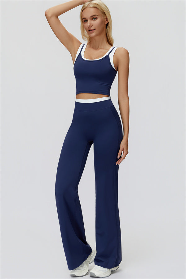 Conjunto de 2 piezas Canyon con top corto de tirantes y leggings acampanados