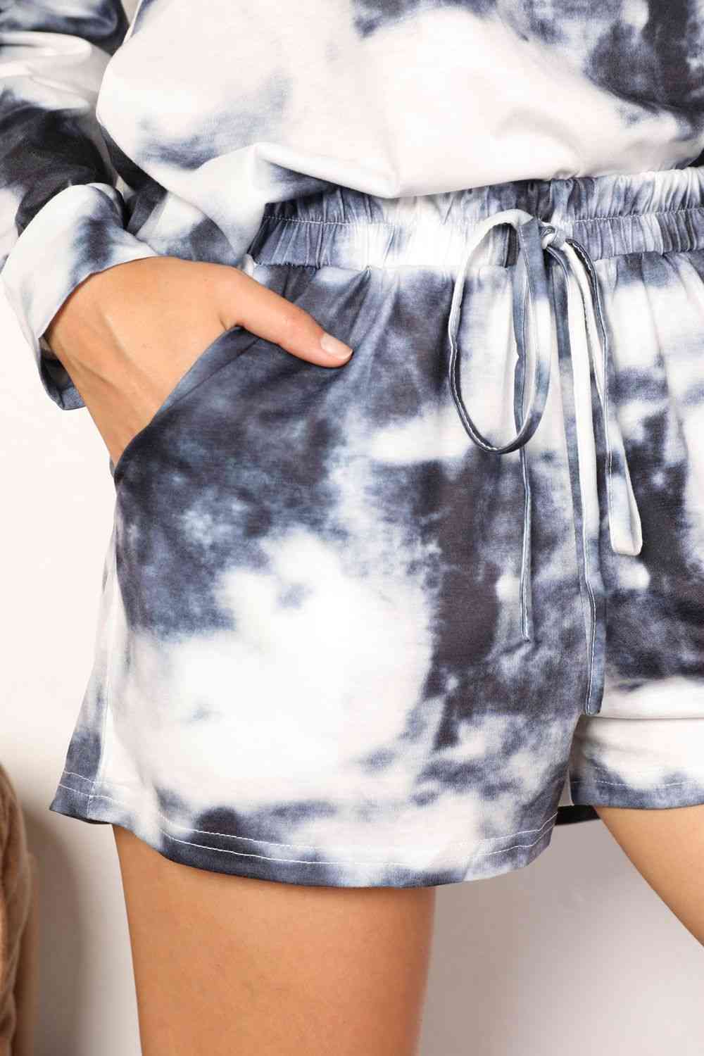 Double Take Tie-Dye Round Neck Top and Shorts Lounge Set  Shop One Place