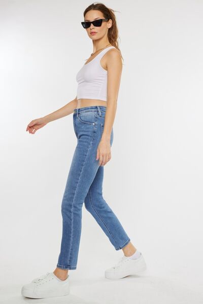 Jeans Kancan de tallas grandes, cintura alta y efecto bigotes de gato