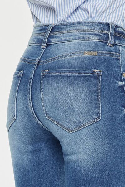 Jeans Kancan de cintura alta, desgastados y con dobladillo sin rematar