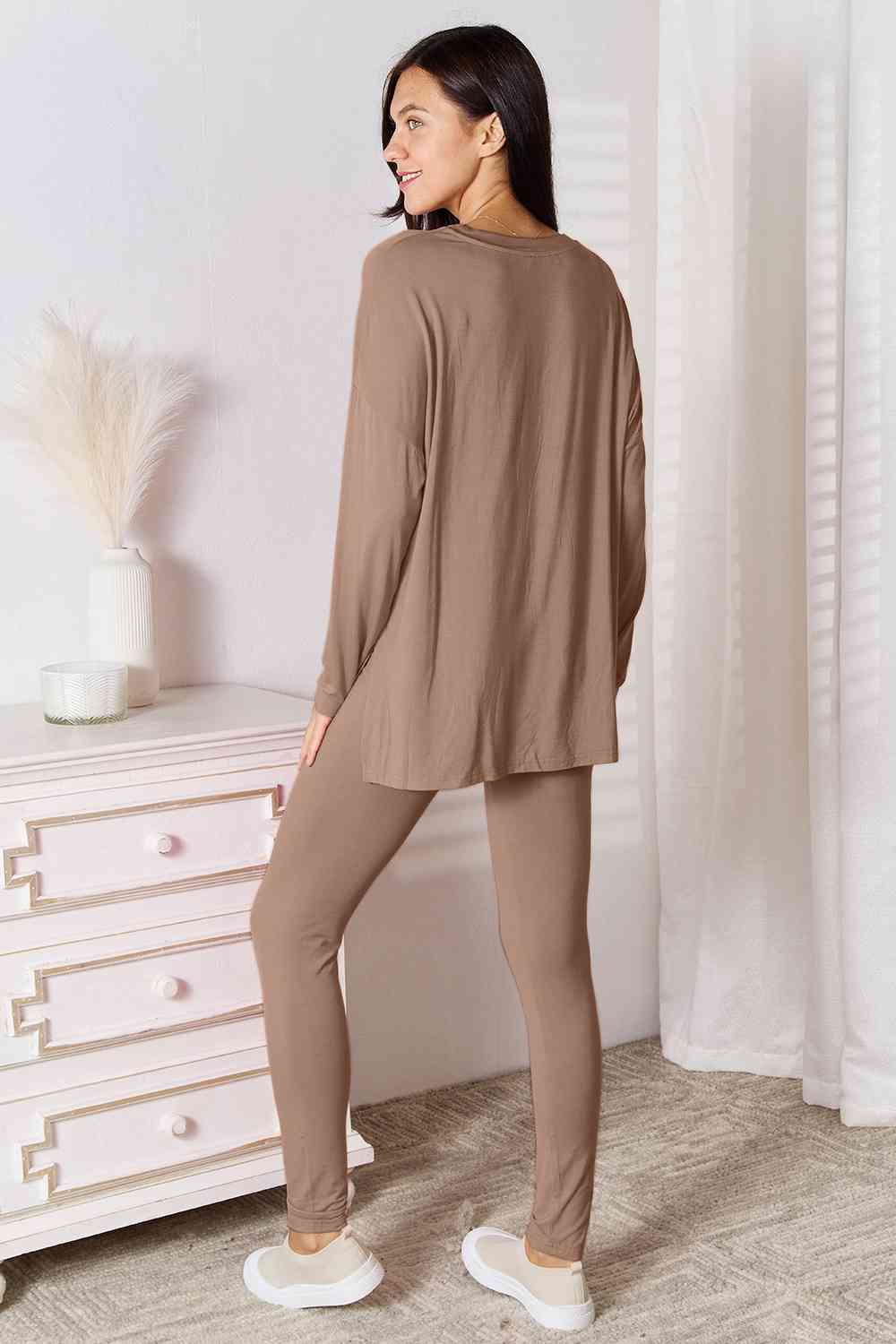 Basic Bae Full Size V-Neck Soft Rayon Long Sleeve Top and Pants Lounge Set  Shop One Place