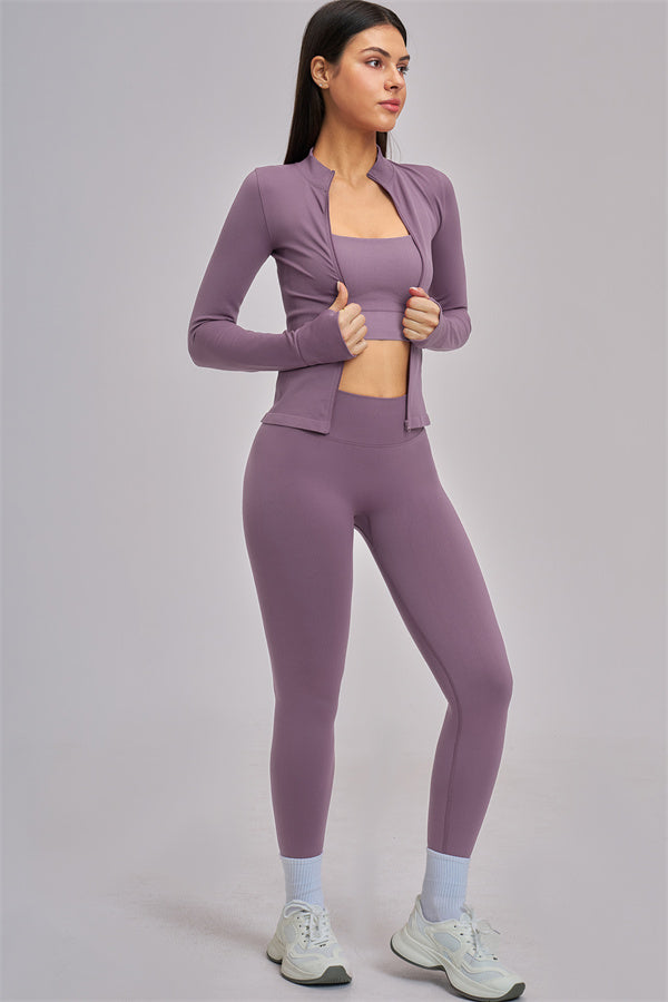 Conjunto de 3 piezas Vision: chaqueta, sujetador deportivo y leggings