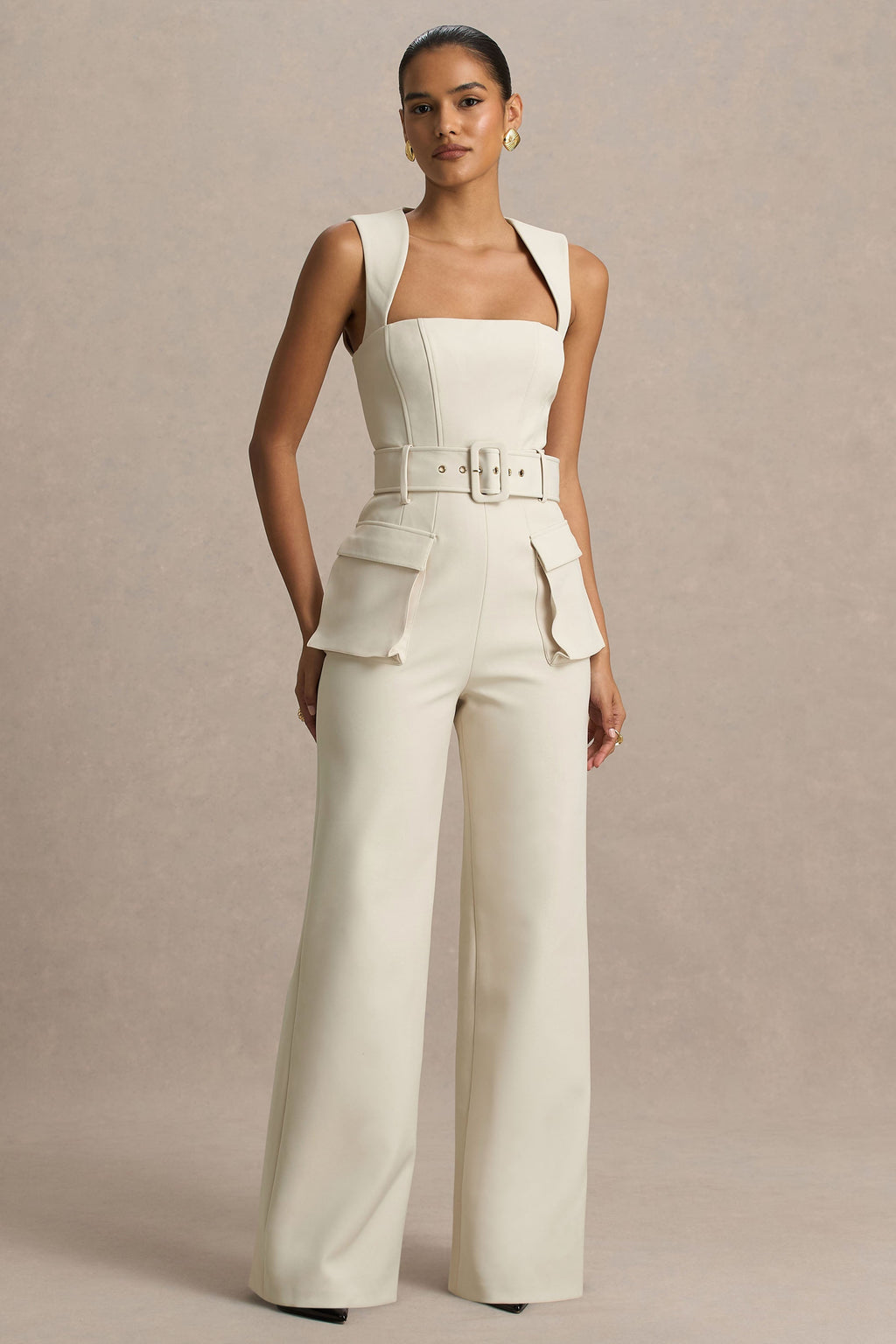 Solice | Mono color crema con escote cuadrado