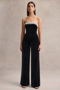 Emelie | Mono de Terciopelo Negro con Escote Bandeau y Adornos
