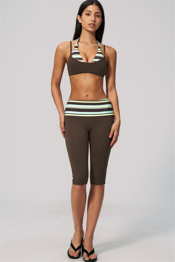 Conjunto de 2 piezas Enliven: sujetador deportivo y leggings capri