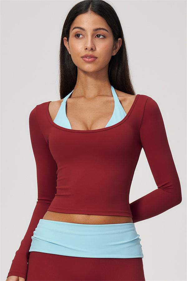 Conjunto de 2 piezas Cascade: camiseta de manga larga y pantalones de pierna recta con bloques de color