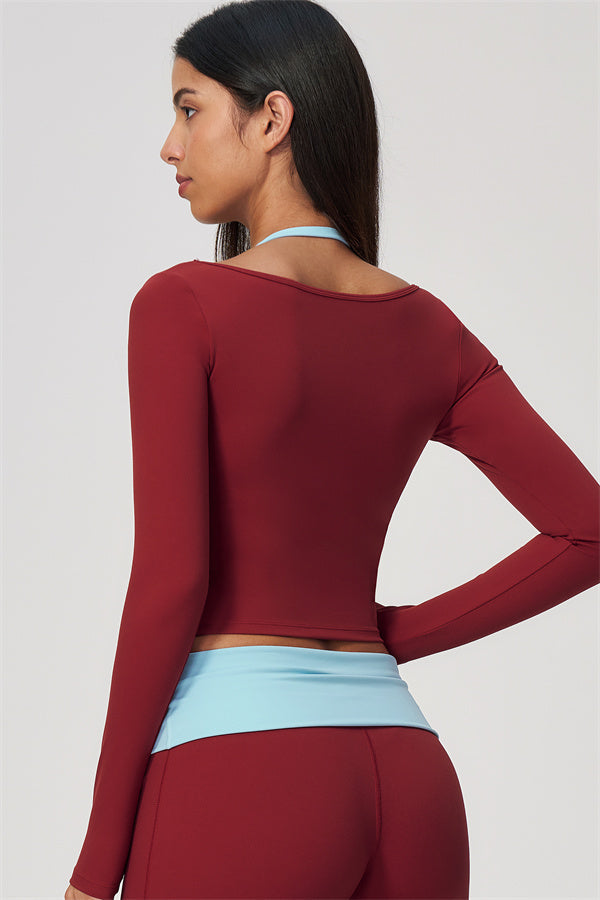Conjunto de 2 piezas Cascade: camiseta de manga larga y pantalones de pierna recta con bloques de color