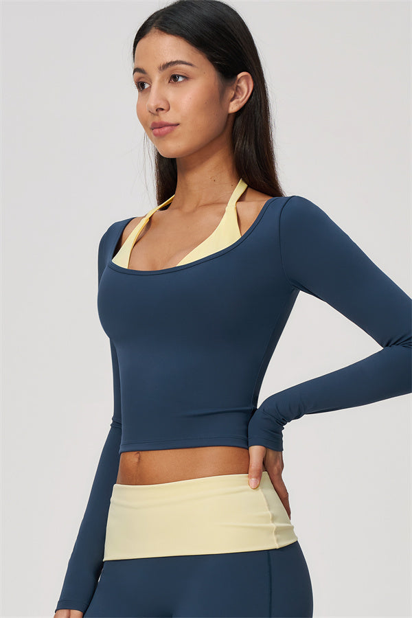 Conjunto de 2 piezas Cascade: camiseta de manga larga y pantalones de pierna recta con bloques de color